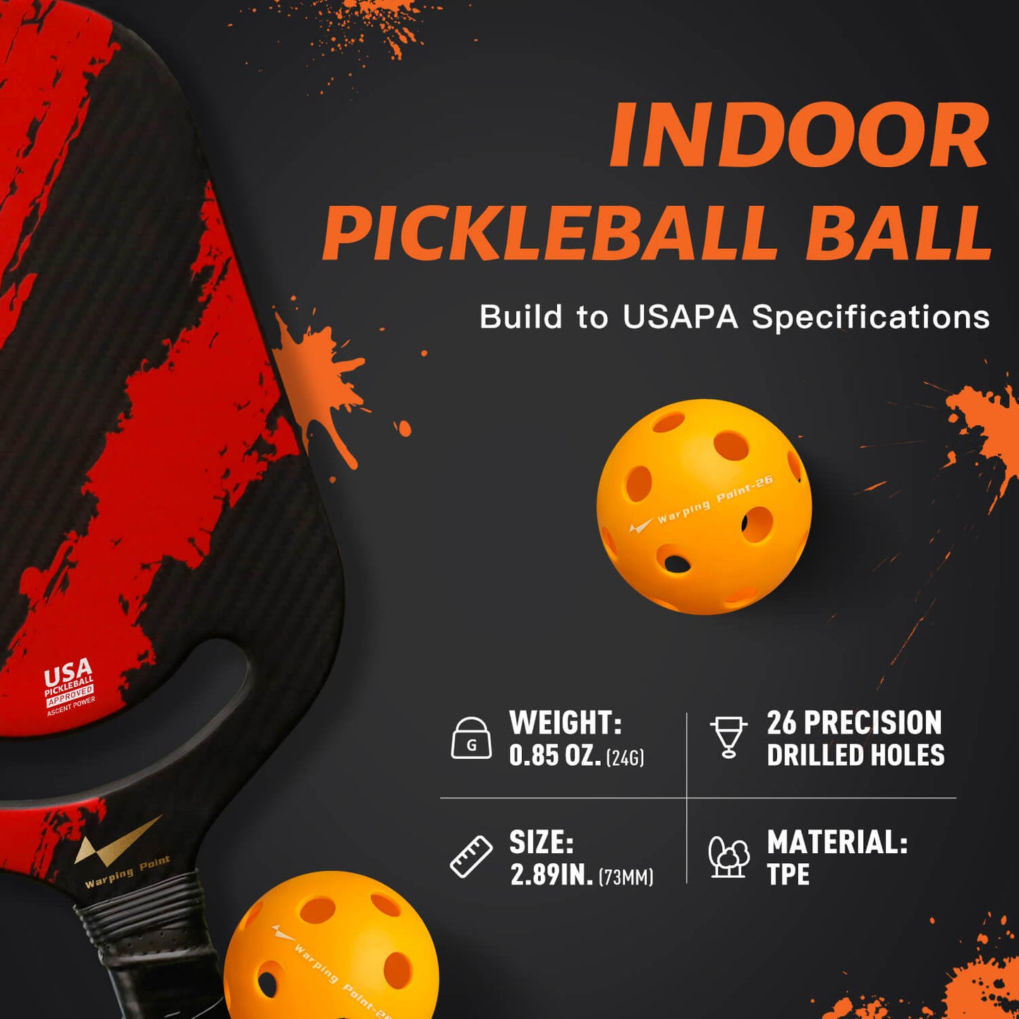 PRACTICE PICKLEBALLS - INDOOR - 4 PACK