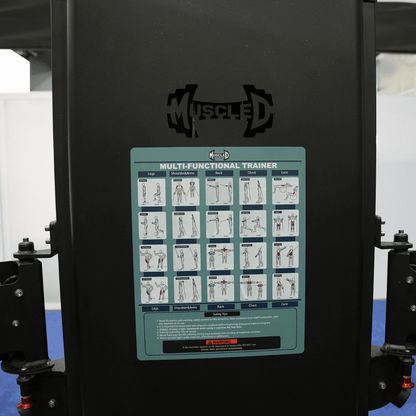 Megatron Multi-Functional Trainer - Muscle D Fitness - Selectorized Weight Adjustment - Adjustable Arms - Single Handle Attachments