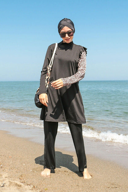 Lycra Black Burkini Modest Swimwear M2101