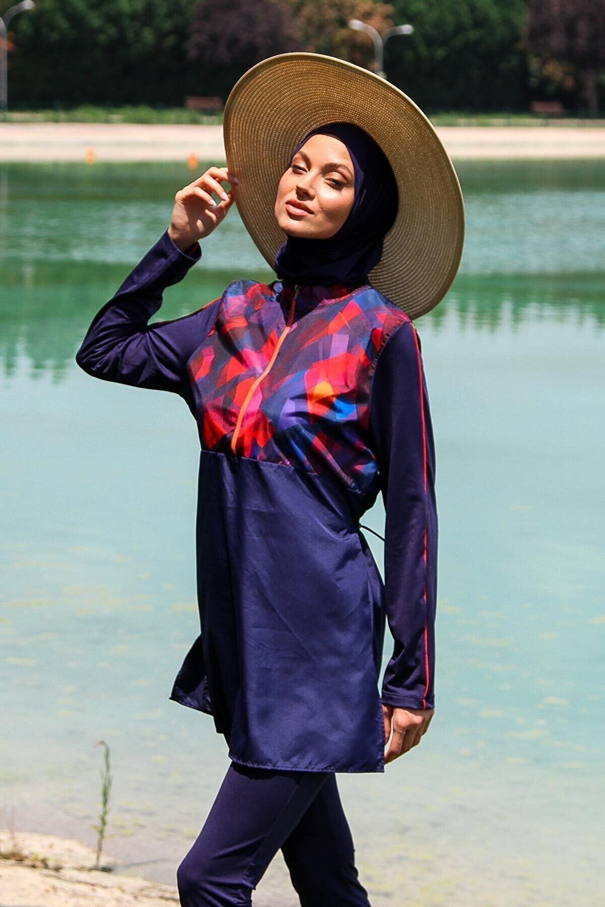 Woven Navy Burkini Modest Swimwear M2269