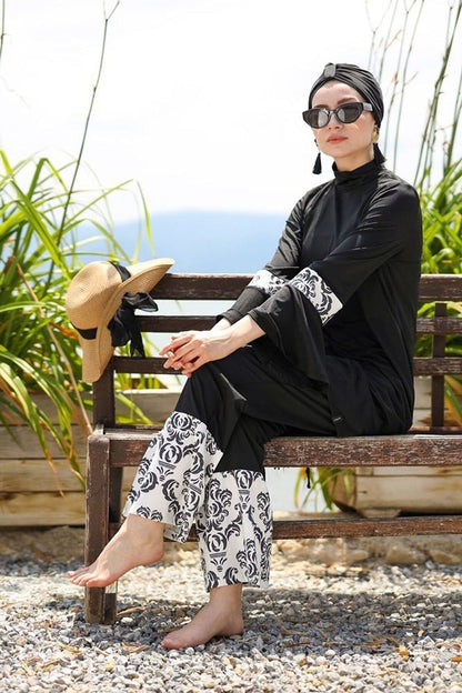 Lycra Black Burkini Modest Swimwear 1958