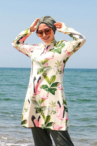 Lycra Khaki Burkini Modest Swimwear 1966