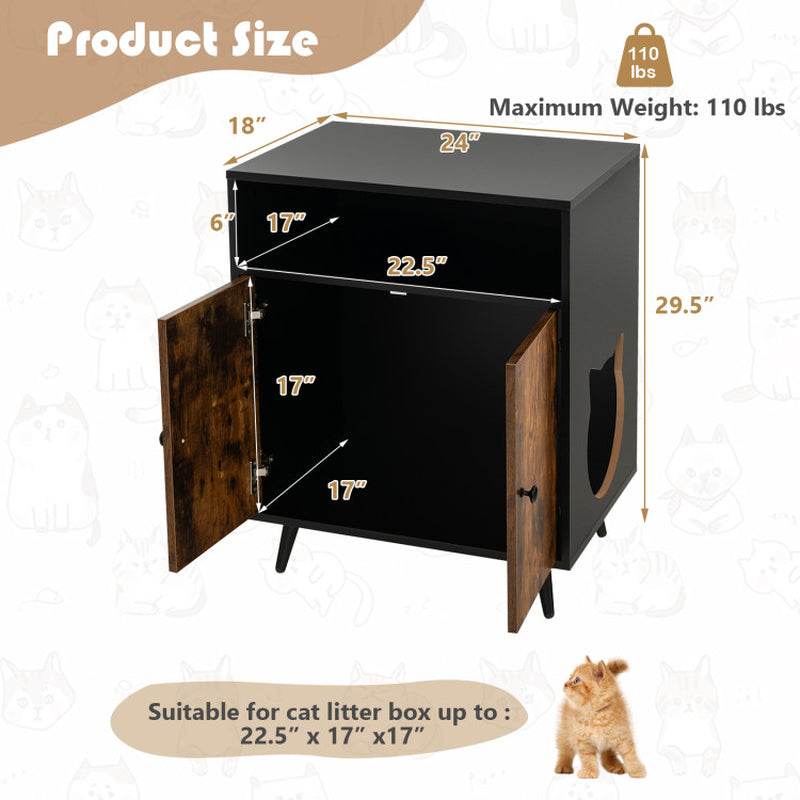 Rustic-Modern Cat Litter Cabinet with Extra Storage