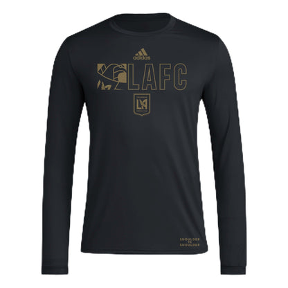 adidas Mens Size FC Long Sleeve Pre-Game T-Shirt Black/Los Angeles Football Club Small Tall