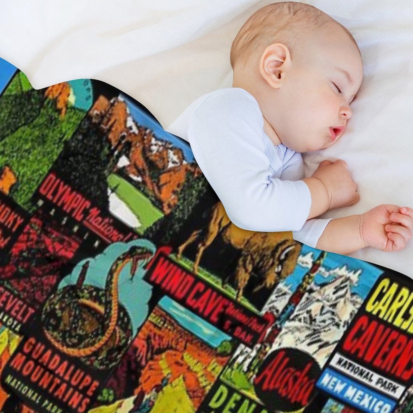 American National Parks Vintage Travel Decal Bomb Throw Blanket