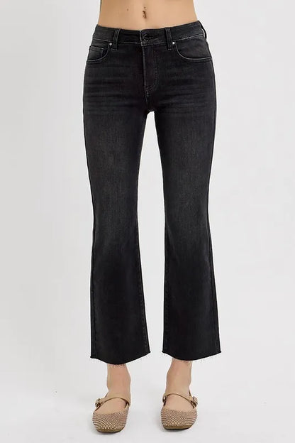 RISEN Tummy Control Mid Rise Crop Straight Jeans