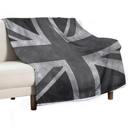 Greyscale Distressed Union Jack Throw Blanket