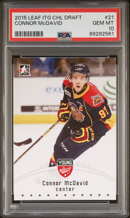 Graded 2015 Leaf ITG CHL Draft Connor McDavid #21 Rookie RC Hockey Card PSA 10 Gem Mint