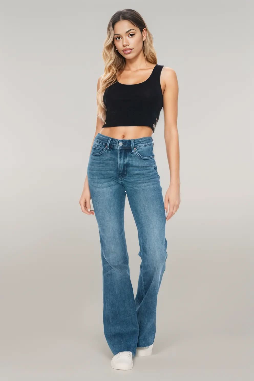 Judy Blue Full Size Tummy Control Cut Hem Flare Jeans