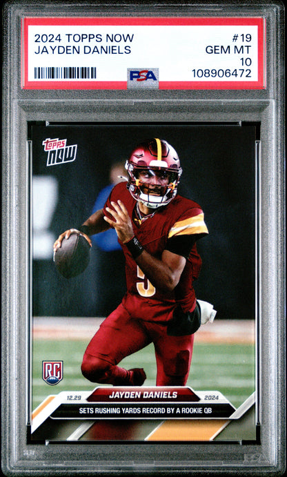 Graded 2024 Topps Now Jayden Daniels #19 Rookie RC Football Card PSA 10 Gem Mint