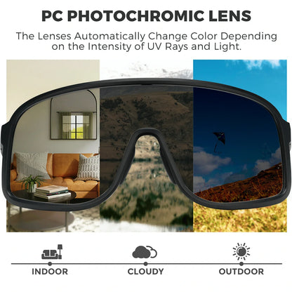 ROCKBROS Cycling Sunglasses Photochromic Polarized Sports Glasses UV400 Unisex