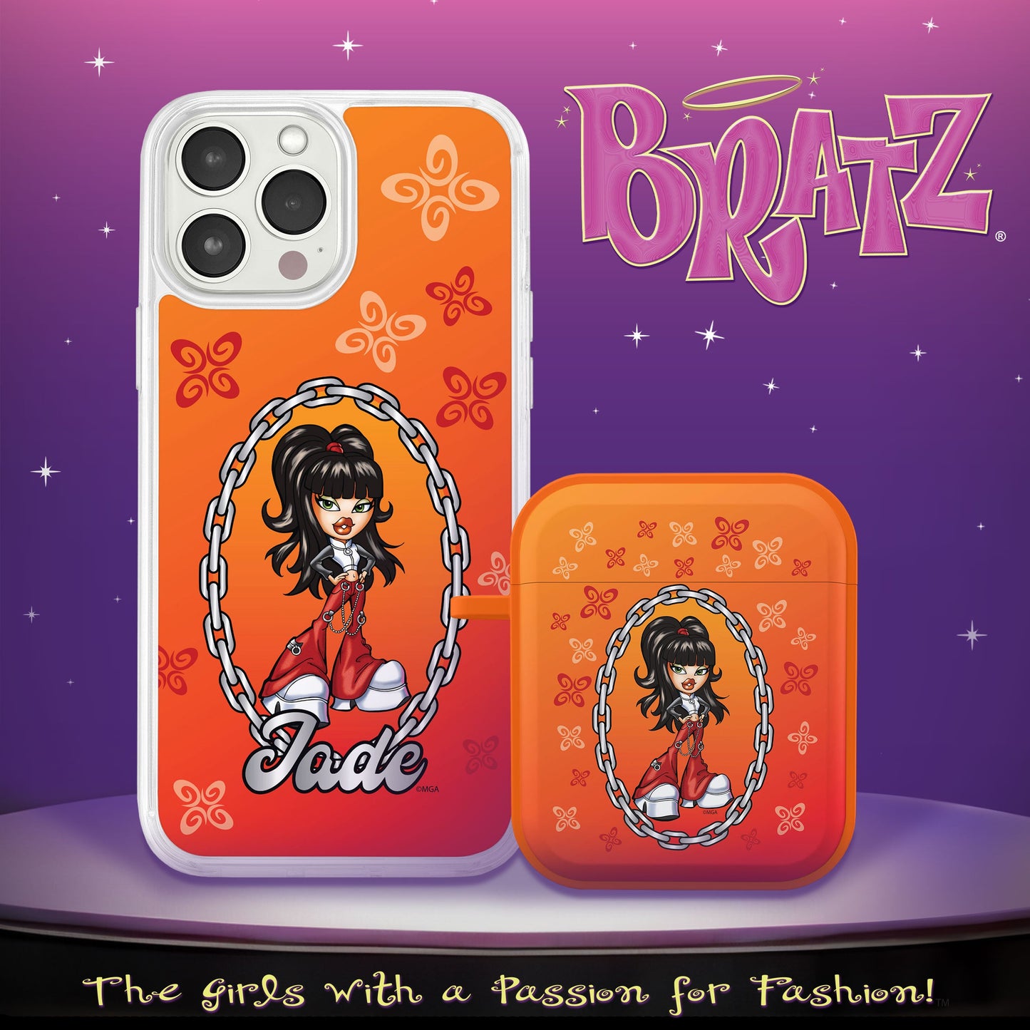 Bratz® Passion For Fashion HD Apple iPhone 14 Mag-Safe Phone Case and AirPods Gen 1 & 2 Combo Package