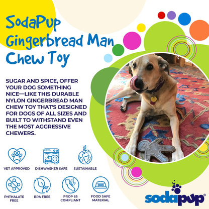 Gingerbread Man Nylon Dog Chew Toy for Aggressive Chewers | USA Made