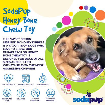 Honey Bone Nylon Dog Toy for Aggressive Chewers | Indestructible | USA Made