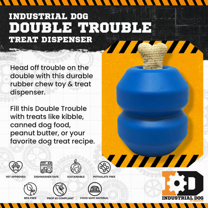 Double Trouble Durable Rubber Chew Toy and Treat Dispenser