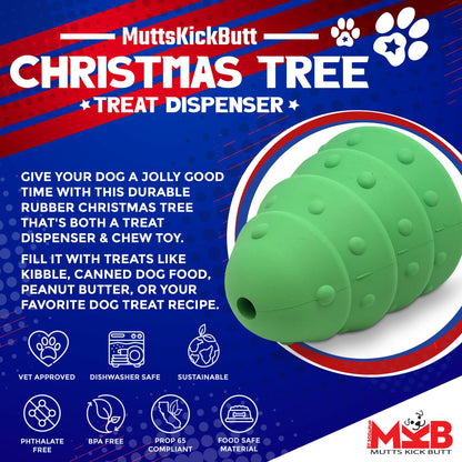 Christmas Tree eDispenser Durable Rubber Chew Toy & Treat Dispenser