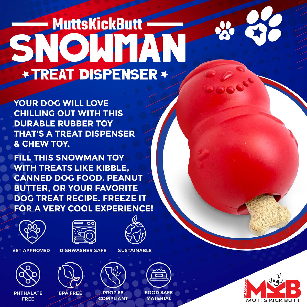 Snowman Dog Toy - Durable Winter Chew Toy for Large Dogs | USA Made