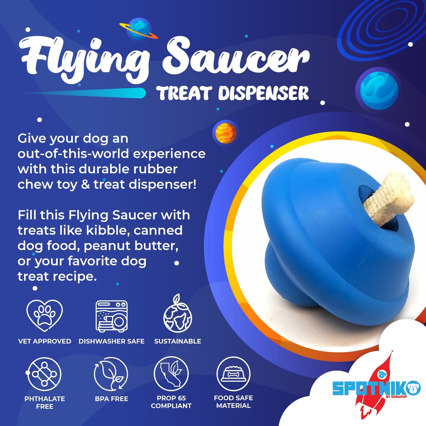 Flying Saucer Dog Toy - Durable UFO Chew Toy & Treat Dispenser | USA Made