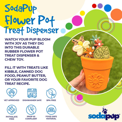 Large Flower Pot eCup Dog Treat Dispenser | Durable USA-Made Enrichment Toy | SodaPup