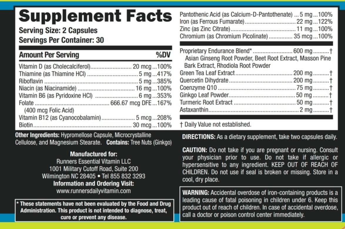 Runners Essentials Daily Vitamin Formula • 3 Month Supply