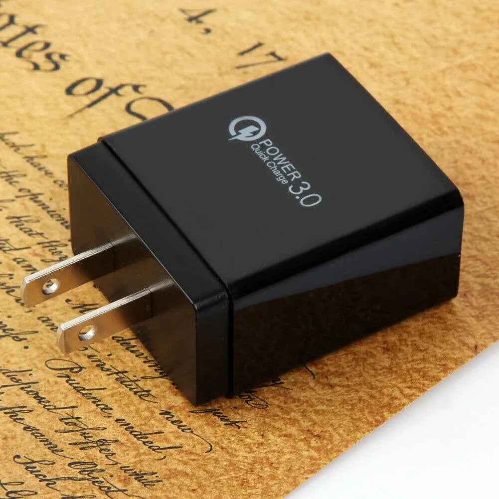 3 Port LED Fast Quick Charge QC 3.0 USB Hub Display Wall Charger Adapter US Plug