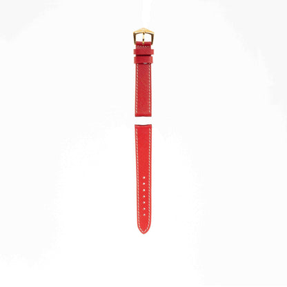 Red Hammered Calfskin Ecru Stitches Watch strap