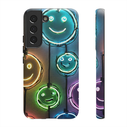 Colorful Neon Smiley Face Phone Case - Tough & Stylish Protection