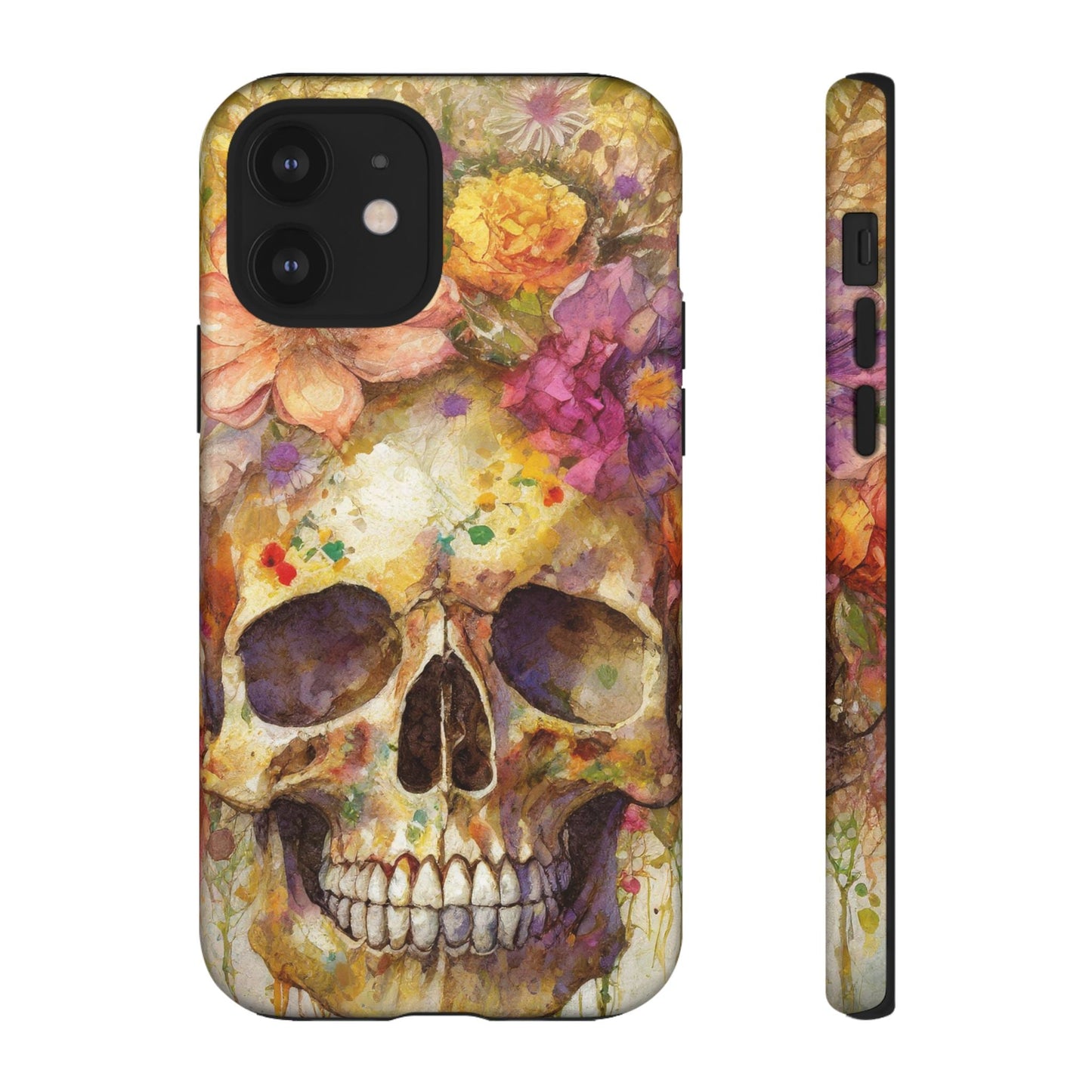 Unique Floral Skull Tough Phone Case
