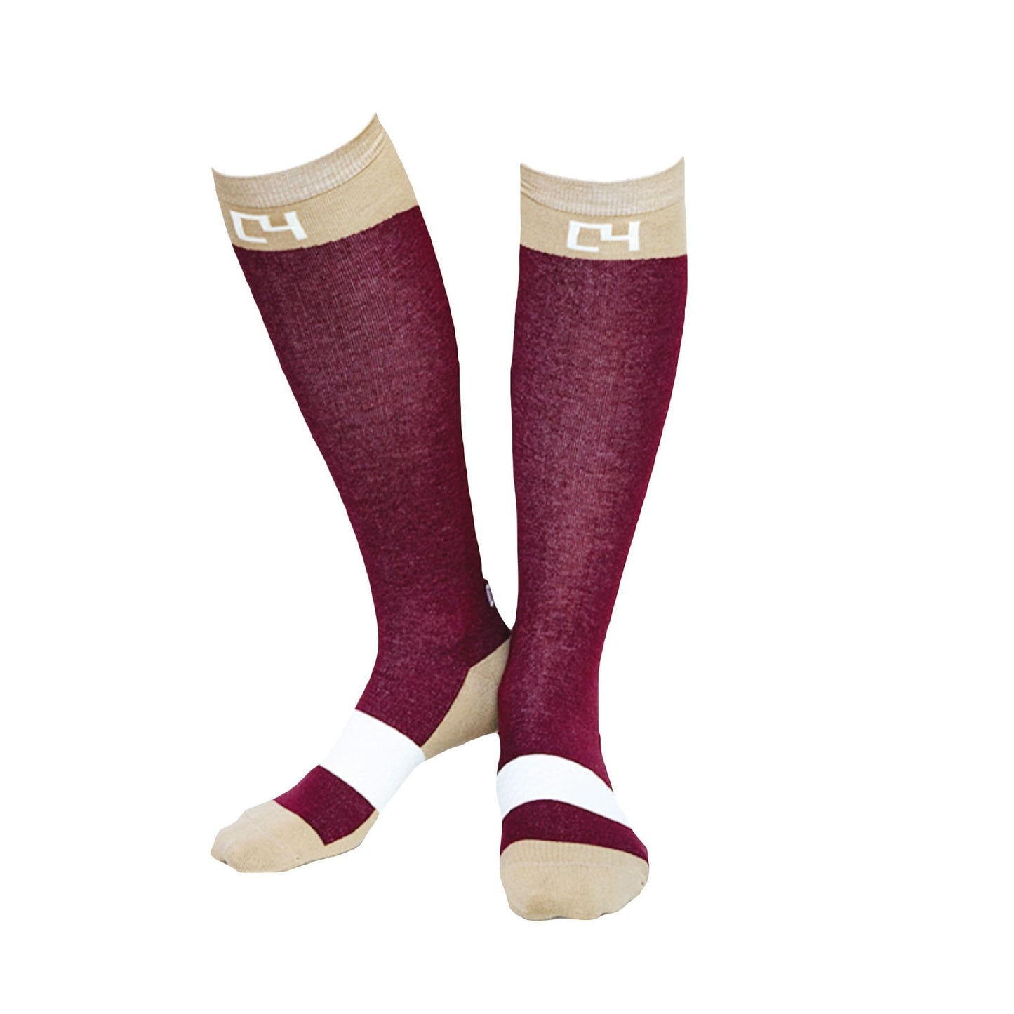 High Performance Riding Socks - Maroon & Cream