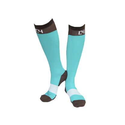 High Performance Riding Socks - Turqoiuse & Brown