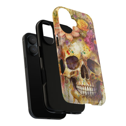 Unique Floral Skull Tough Phone Case