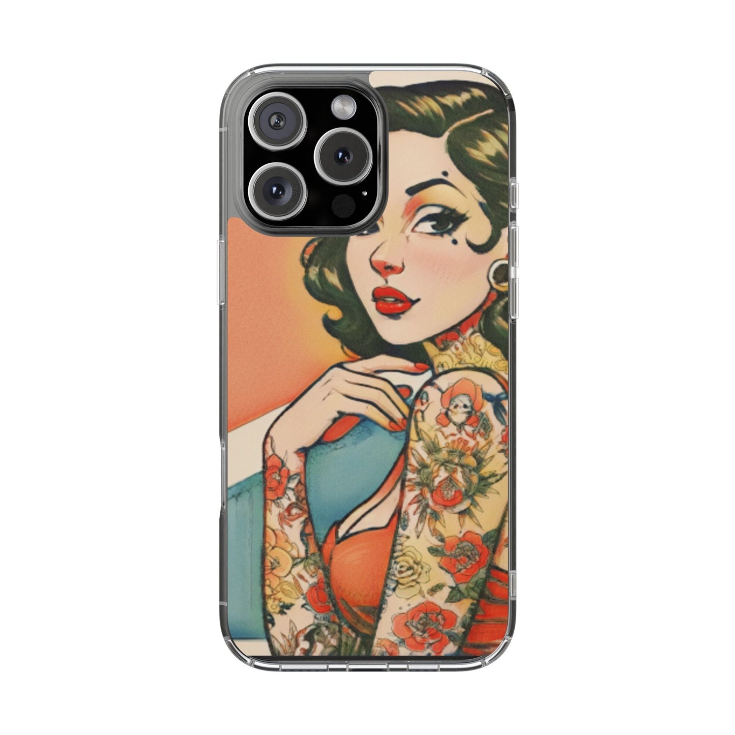 Retro Pin Up Clear Phone Case