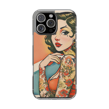 Retro Pin Up Clear Phone Case