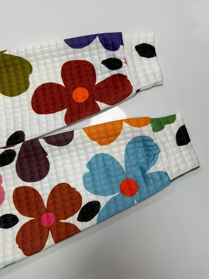 Floral Print Textured Drawstring Hoodie