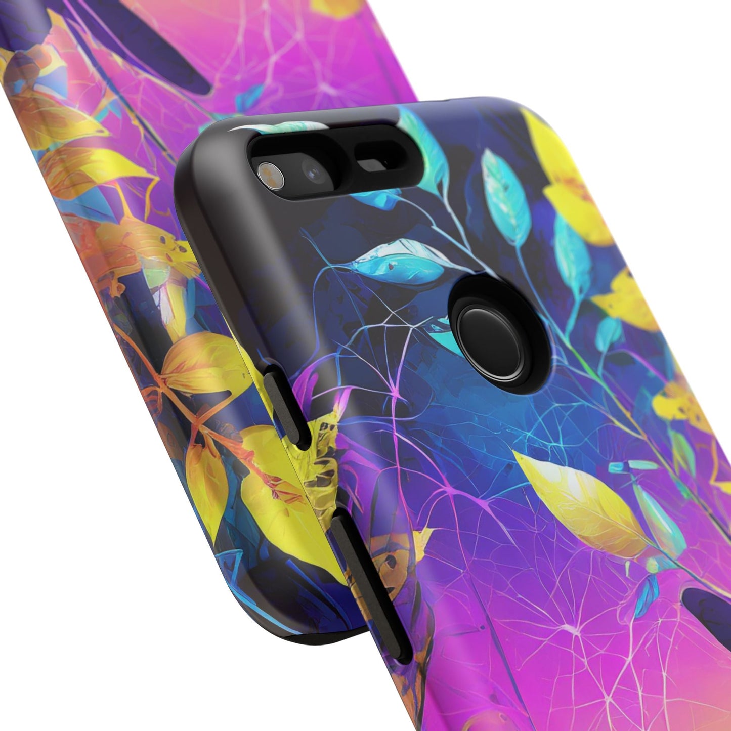 Artistic Vibrant Neon Floral Leaf Tough Phone Case