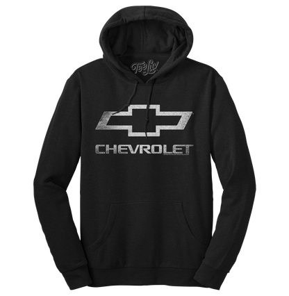 Chevrolet Logo Pullover Hooded Fleece Sweatshirt - Black