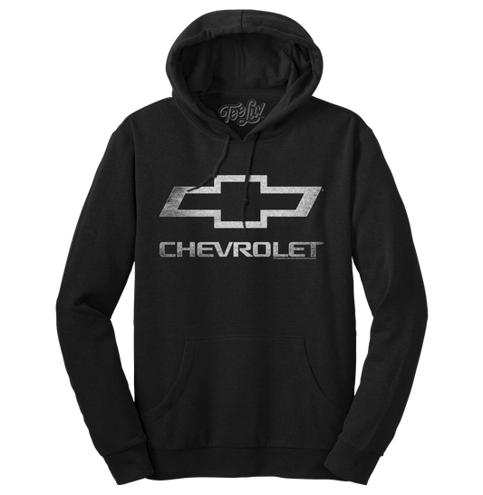 Chevrolet Logo Pullover Hooded Fleece Sweatshirt - Black