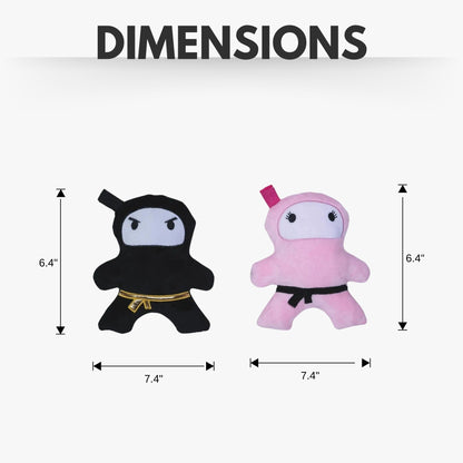 Pink & Black Ninja Love Plush Dog Toy Gift Set – with Squeaker & Crinkle Paper for Fun Play