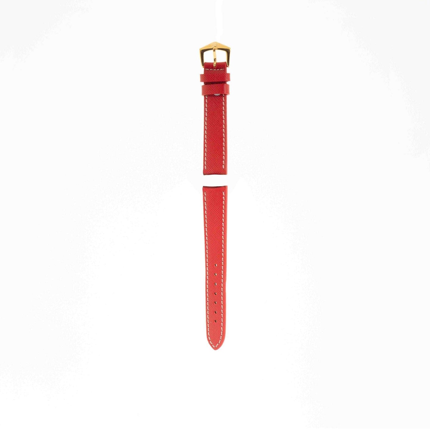 Red Hammered Calfskin Ecru Stitches Watch strap