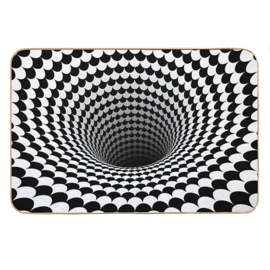 Optical Illusion Black And White Scales Houndstooth Black Hole Vortex Bath Mat