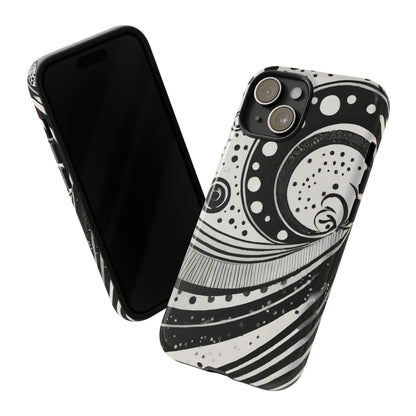 Artistic Black & White Swirl Tough Phone Case