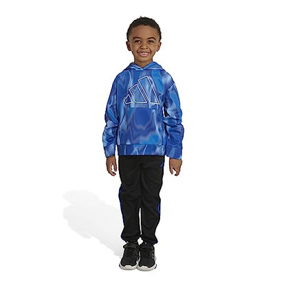 adidas boys Long Sleeve Camo Fleece Hooded Pullover Set, Team Royal Blue (New), 6