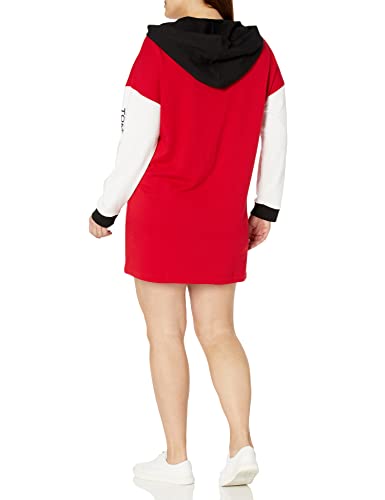Tommy Hilfiger Women's French Terry Colorblock Hoodie Sneaker Dress, Scarlet/Black