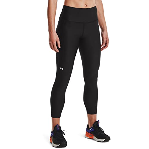 Under Armour womens Heatgear Armour High No-slip Waistband Ankle Leggings , Black (001)/White , Medium