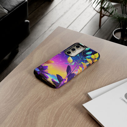 Artistic Vibrant Neon Floral Leaf Tough Phone Case