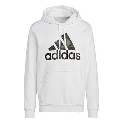adidas Men's Tall Size Essentials Fleece Camo-Print Hoodie, White, Medium