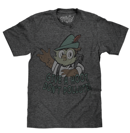 Woodsy Owl Give a Hoot Don't Pollute T- Shirt - Gray