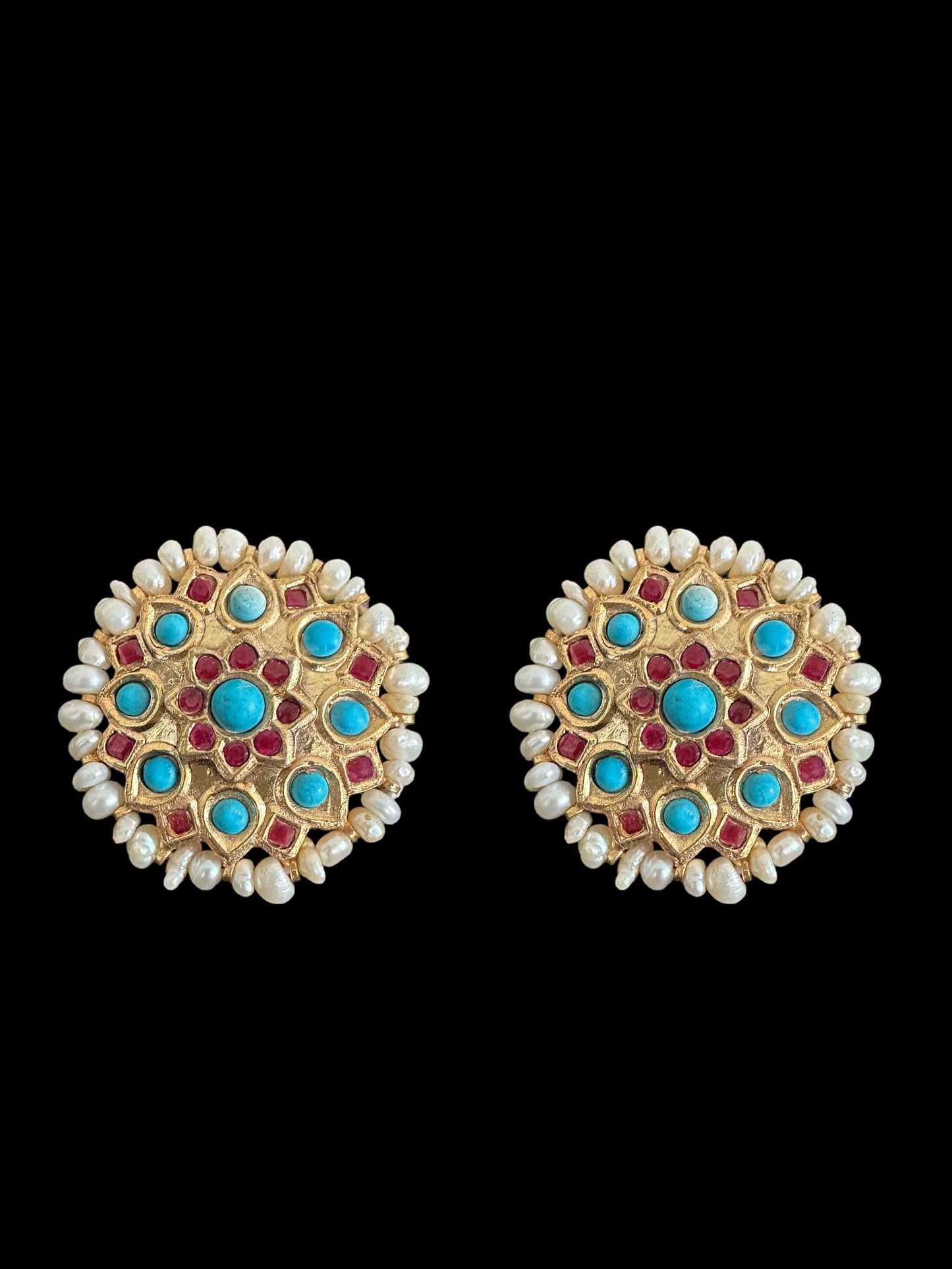 ET508 Ruby feroza tops with fresh water pearls ( READY TO SHIP )