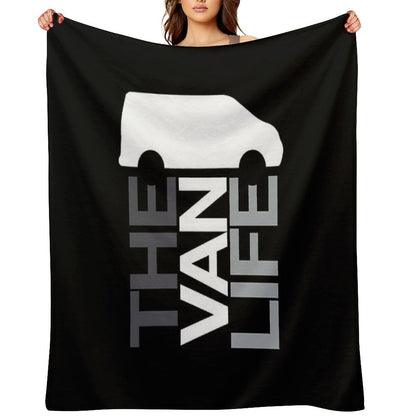The Van Life Logo  Greyscale Throw Blanket