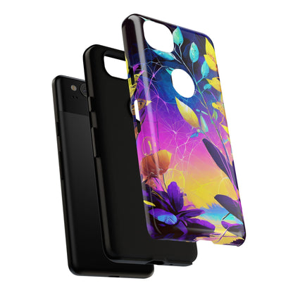 Artistic Vibrant Neon Floral Leaf Tough Phone Case
